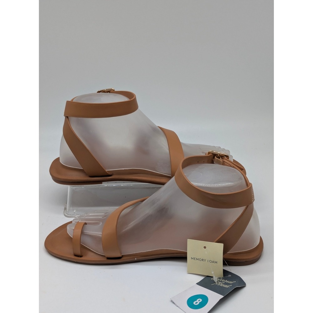 Universal Thread Sol Toe Loop Ankle Strap Sandals Cognac Size 8 NWT Memory Foam